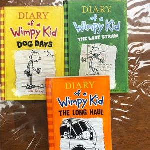 2 hardcover 1 paperback Diary of a wimpy kid books